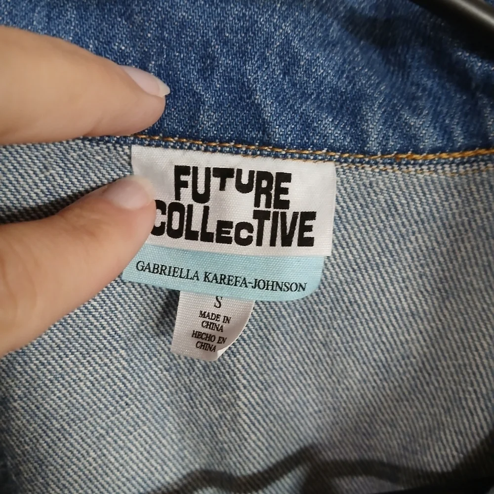Future Collective Blue Jean Jacket denim jacket size S Cinched Western Festival - Picture 4 of 5